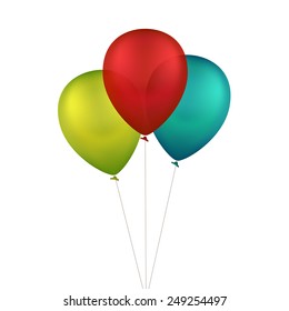 Vector Multicolored Colorful Balloons Isolated on White Background