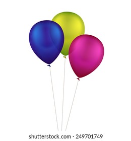Vector Multicolored Colorful Balloons Isolated on White Background