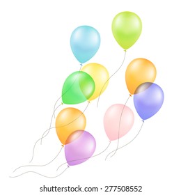 Vector Multicolored Colorful Balloons Isolated on White Background