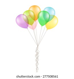 Vector Multicolored Colorful Balloons Isolated on White Background