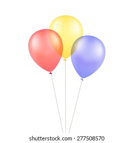 Vector Multicolored Colorful Balloons Isolated on White Background
