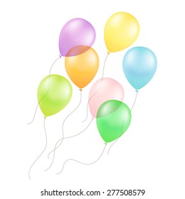 Vector Multicolored Colorful Balloons Isolated on White Background