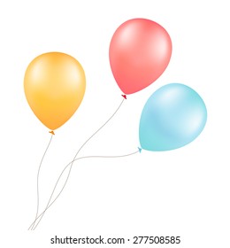 Vector Multicolored Colorful Balloons Isolated on White Background