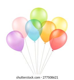 Vector Multicolored Colorful Balloons Isolated on White Background
