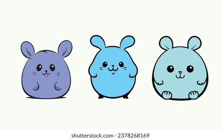 vector multi-colored cute rabbits, set, set, bright, childish, cute