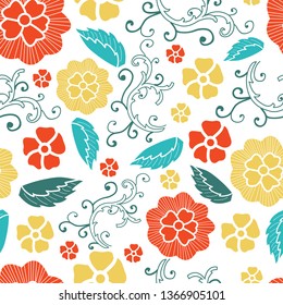 Vector multi-colored floral seamless pattern background. Perfect for textile, wrapping, scrap booking and many more surface.  