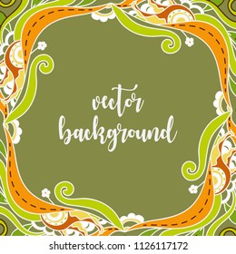 Vector multicolored frame with abstract doodle flower pattern.