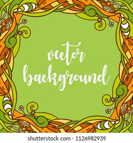 Vector multicolored frame with abstract doodle flower pattern.