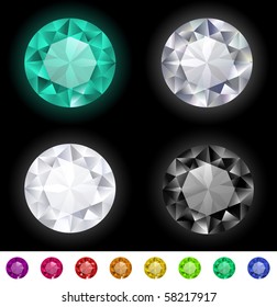 Vector multicolored gemstones collection