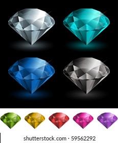 Vector multicolored gemstones collection