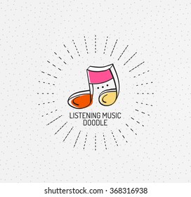 Vector multicolored hand-drawn doodles, icon, stamp