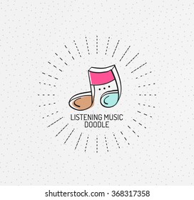 Vector multicolored hand-drawn doodles, icon, stamp