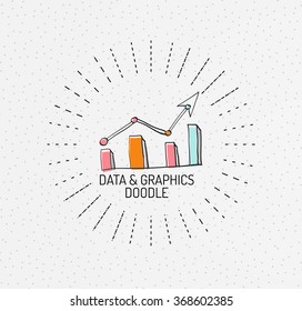 Vector multicolored hand-drawn doodles, icon, stamp. Chart or graphic concept.