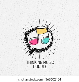 Vector multicolored hand-drawn doodles, icon, stamp