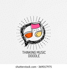 Vector multicolored hand-drawn doodles, icon, stamp