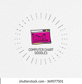 Vector multicolored hand-drawn doodles, icon, stamp. Chart or graphic concept on screen