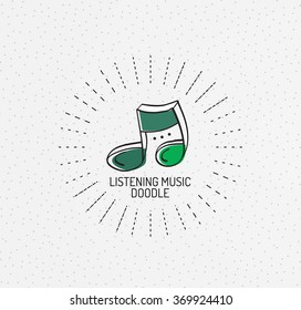 Doodles dibujados a mano multicolores vectores, icono, sello