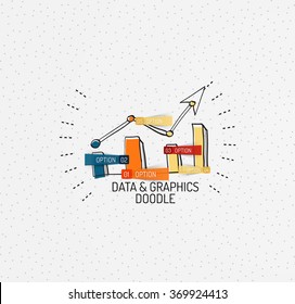 Vector multicolored hand-drawn doodles, icon, stamp. Chart or graphic concept.