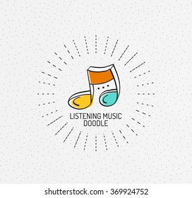 Vector multicolored hand-drawn doodles, icon, stamp