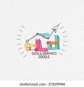 Vector multicolored hand-drawn doodles, icon, stamp. Chart or graphic concept.