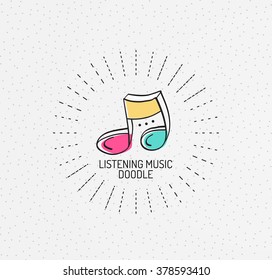 Vector multicolored hand-drawn doodles, icon, stamp