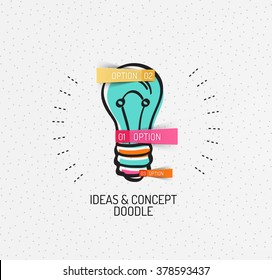 Vector multicolored hand-drawn doodles, icon, stamp