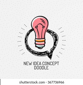 Vector multicolored hand-drawn doodles, idea icon, stamp Vector multicolored hand-drawn doodles, idea icon, stamp