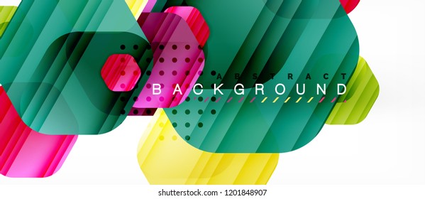 Vector multicolored hexagons geometric abstract background, modern illustration