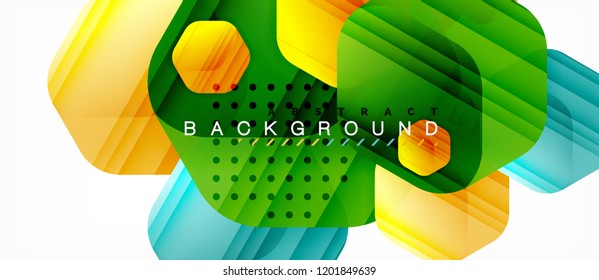 Vector multicolored hexagons geometric abstract background, modern illustration