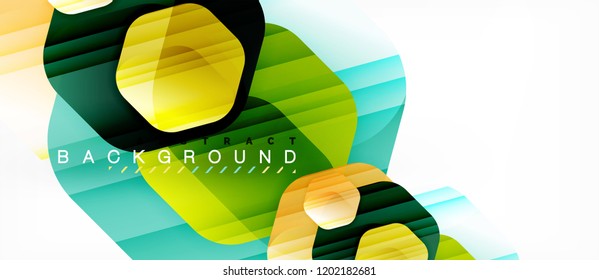 Vector multicolored hexagons geometric abstract background, modern illustration