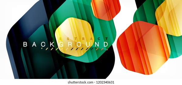 Vector multicolored hexagons geometric abstract background, modern illustration