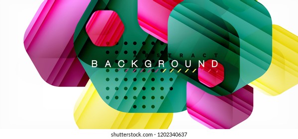 Vector multicolored hexagons geometric abstract background, modern illustration