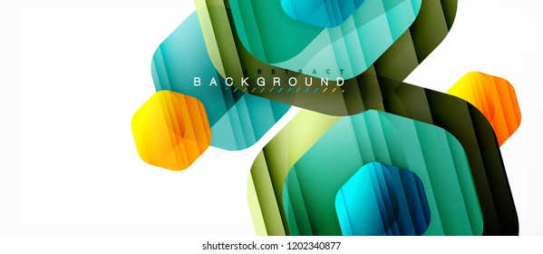 mehrfarbige Vektorhexagons, geometrischer abstrakter Hintergrund, moderne Illustration