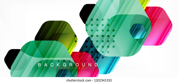 Vector multicolored hexagons geometric abstract background, modern illustration