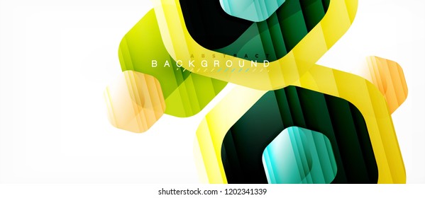 mehrfarbige Vektorhexagons, geometrischer abstrakter Hintergrund, moderne Illustration