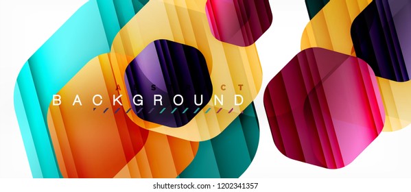 Vector multicolored hexagons geometric abstract background, modern illustration