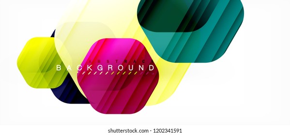 Vector multicolored hexagons geometric abstract background, modern illustration