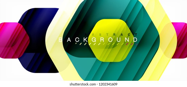 Vector multicolored hexagons geometric abstract background, modern illustration