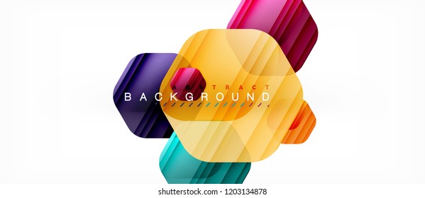 Vector multicolored hexagons geometric abstract background, modern illustration