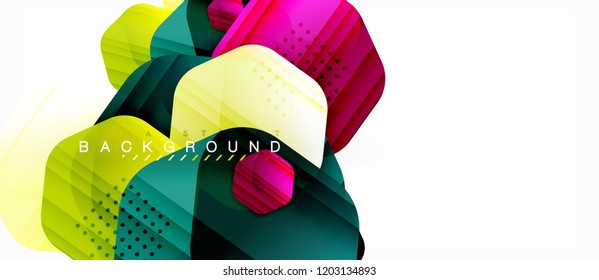 Vector multicolored hexagons geometric abstract background, modern illustration