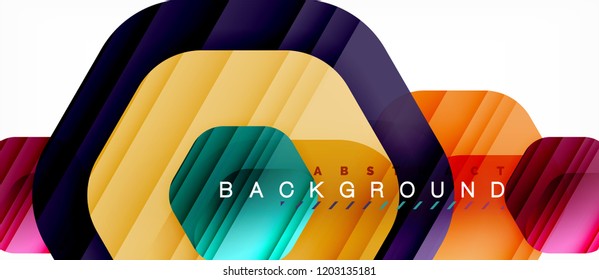Vector multicolored hexagons geometric abstract background, modern illustration