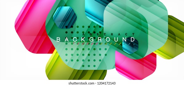 Vector multicolored hexagons geometric abstract background, modern illustration