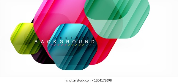 Vector multicolored hexagons geometric abstract background, modern illustration