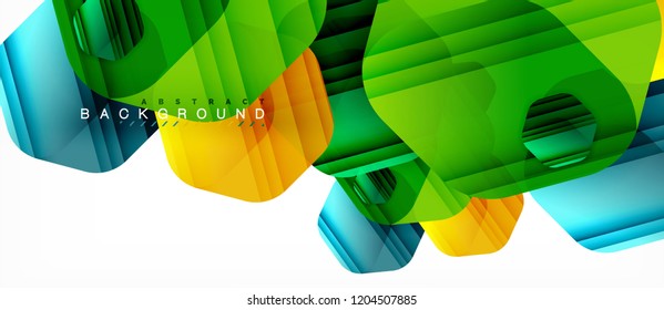 Vector multicolored hexagons geometric abstract background, modern illustration