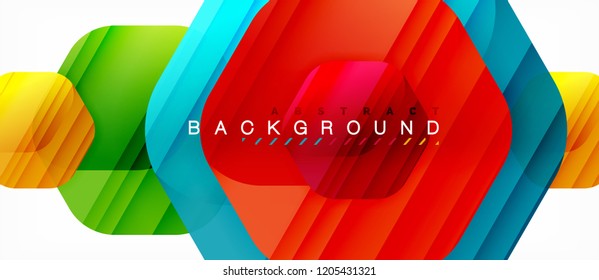 Vector multicolored hexagons geometric abstract background, modern illustration