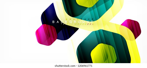 Vector multicolored hexagons geometric abstract background, modern illustration