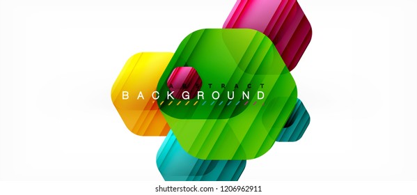 Vector multicolored hexagons geometric abstract background, modern illustration