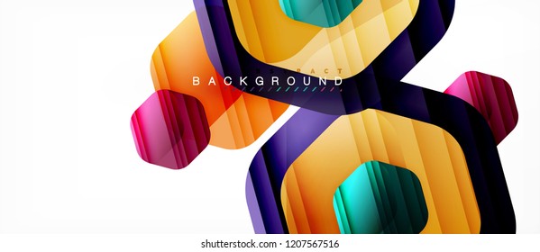 Vector multicolored hexagons geometric abstract background, modern illustration