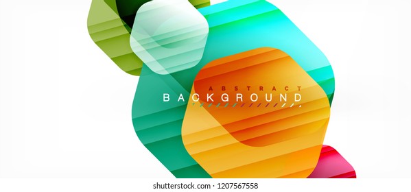 Vector multicolored hexagons geometric abstract background, modern illustration