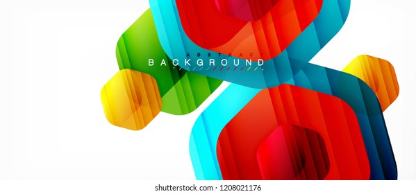 Vector multicolored hexagons geometric abstract background, modern illustration